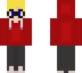 blond boy glasses red jacket
