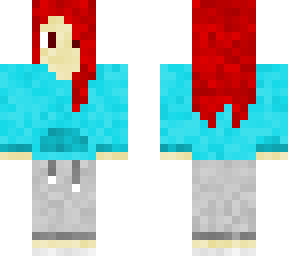 red haired girl in teal hoodie