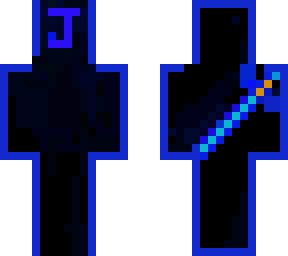 blue mask with a sword on the back
