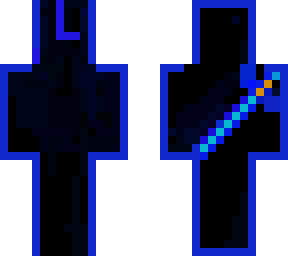 l mask blue black with a sword on da back