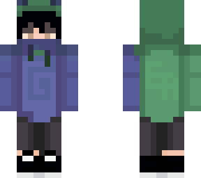 frog hoodie with black hair
