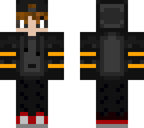 guy with black hoodie and red shoes