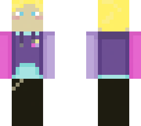blonde person wearing purpled colour block hoodie