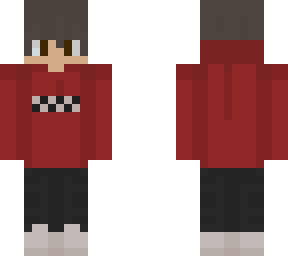 boy in red hoodie with checkered design