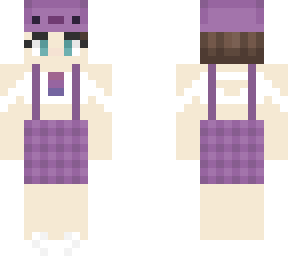 short hair girl with purple axolotl hat and bi flag