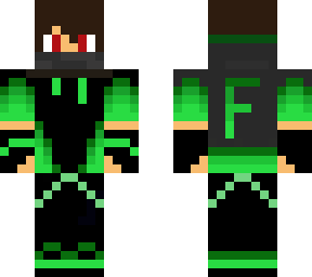 green gamer boy red eyes with mask