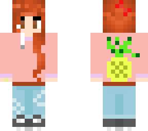 redhead girl with pineapple hoodie