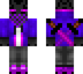 enderman with swords on the back(purple, viollet, and black)