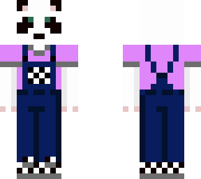 cute panda with checkered overalls!