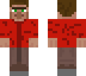 Villager with hair and red shirt | Minecraft Skin