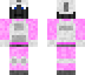 pink and white operator with balaclava