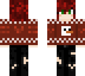 christmas sweater girl  with red short hair