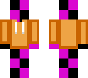 pink/purple and black in orange sweater