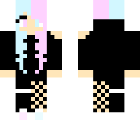 blue and pink hair with cool black jacket
