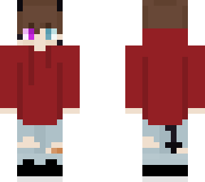my skin in a red hoodie