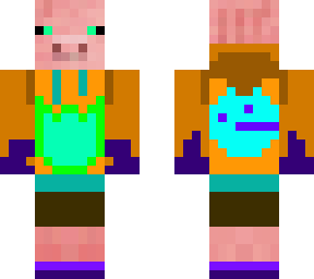 pig with hoodie and dumbnes symbol on the back