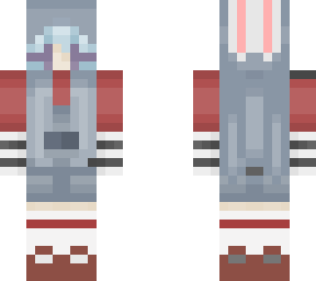 girl with bunny mask but with blue hair and christmas themed