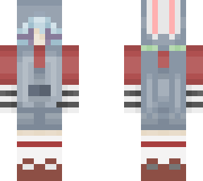 girl with bunny mask but with blue hair and christmas themed