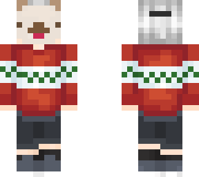 pug mask guy with a winter sweater