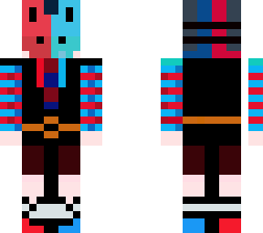 the red and blue cat mask