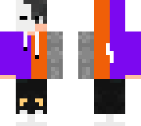 epic orange and purple hoobie boy with metal arm