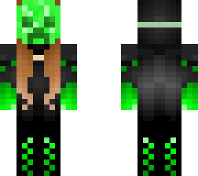 girl ninja by fire green with mask creeper