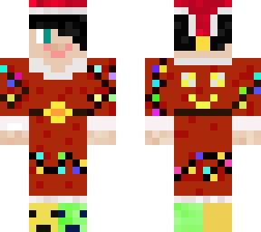 skin de navidad alegr. traje de santa claus con focos de navidad