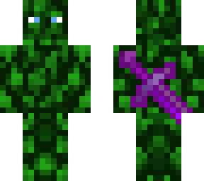 oak leaf camo with enchanted netherite sword on back