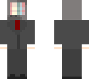 tv head in suit