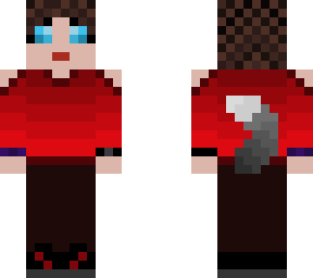 red shirt blue eye grey wolf girl