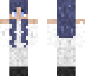 girl blue hair white dress