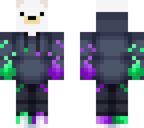 purple and green jacket bear