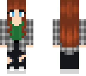 red hair girl, plaid shirt