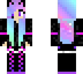 cat gamer girl rainbow hair