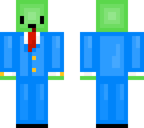 green frog in light blue suit