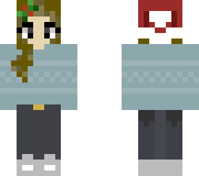winter girl blue sweater with santa hat