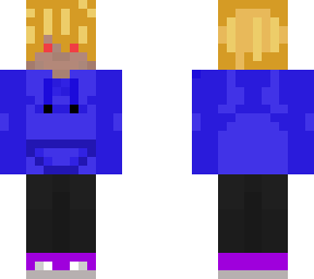blonde eboy with red eyes in blue hoodie
