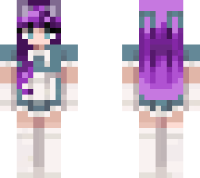 purple hair cat maid