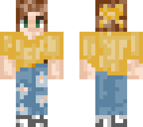 yellow skin with bow in hair