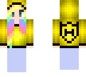 rainbow girl with hufflepuf hoodie