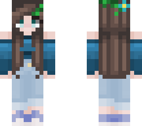 blue shirt and jeans girl but with flower crown now