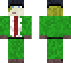green suit and hat