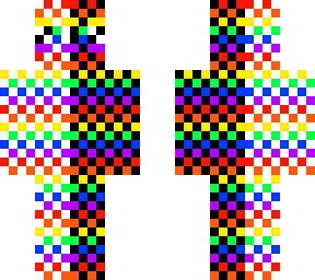 rainbow man with white and black checkers