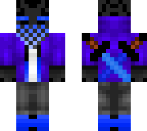 blue enderman with swords(black,grey,blue)