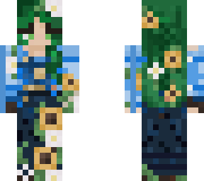 green flower overalls