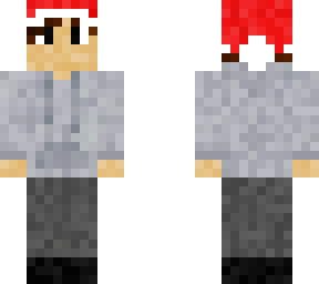 guy in grey jersey with dark brown hair with a santa hat