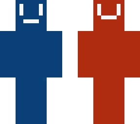 blue and red with faces