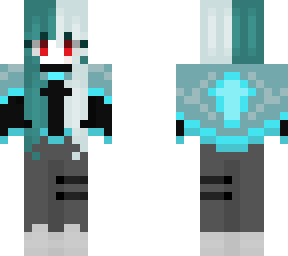 cool girl with red eyes and blue/white hair