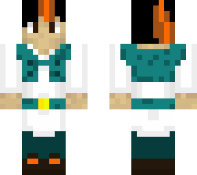 smallishbeans with cyan tunic and orange hair!