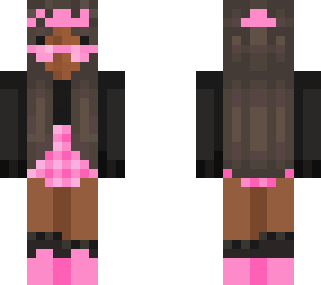 blk gamer girl outfit pink glasses